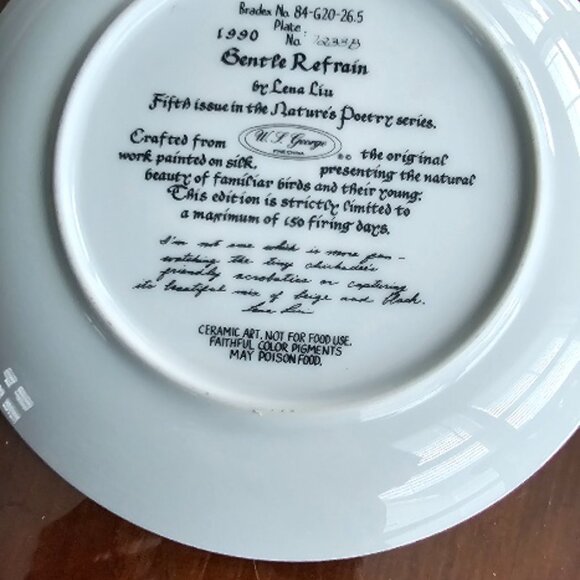 W.L. George Collectible Plate Chickadee Birds Gentle Refrain ~ 2 Available - Picture 3 of 4